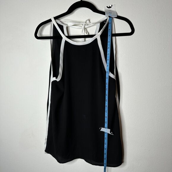 FATE Black & White Lined Stripe Tie Side Back Flowy Halter Blouse Top Small - Picture 10 of 12